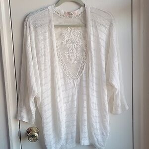 Pink Republic White Crochet Cardigan Sz L Good Condition